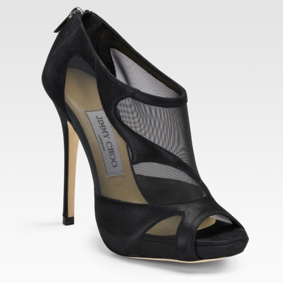 Jimmy Choo Shoes - Jimmy Choo Black Marble Mesh Suede Booties